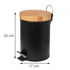 YOKA Home fürdőszobai szemetes bambuszfa fedő - fekete / bambusz